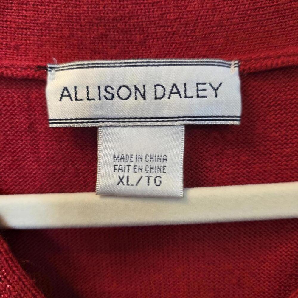 Allison Daley Women's Red Knit Sweater with Tie Detail XL holiday - Picture 2 of 7